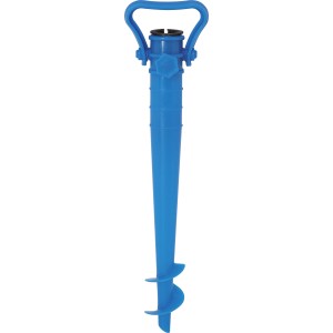 Blauer Schirmständer Chacas, versenkbarer Erdhalter für Sonnenschirme.