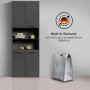 Mokebo Bad Hochschrank „Der Kapitän“ in Anthrazit, 180 cm hoch. Badregal mit offenen und geschlossenen Fächern.