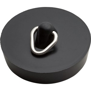 Schwarzer Ventilstopfen (Ø 40,5 mm) für Waschbecken und Badewannen mit Überlauf.