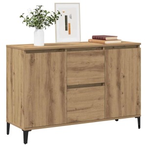 vidaXL Sideboard Artisan-Eiche, 102x35x70 cm, Holzwerkstoff mit Schublade und Türen.