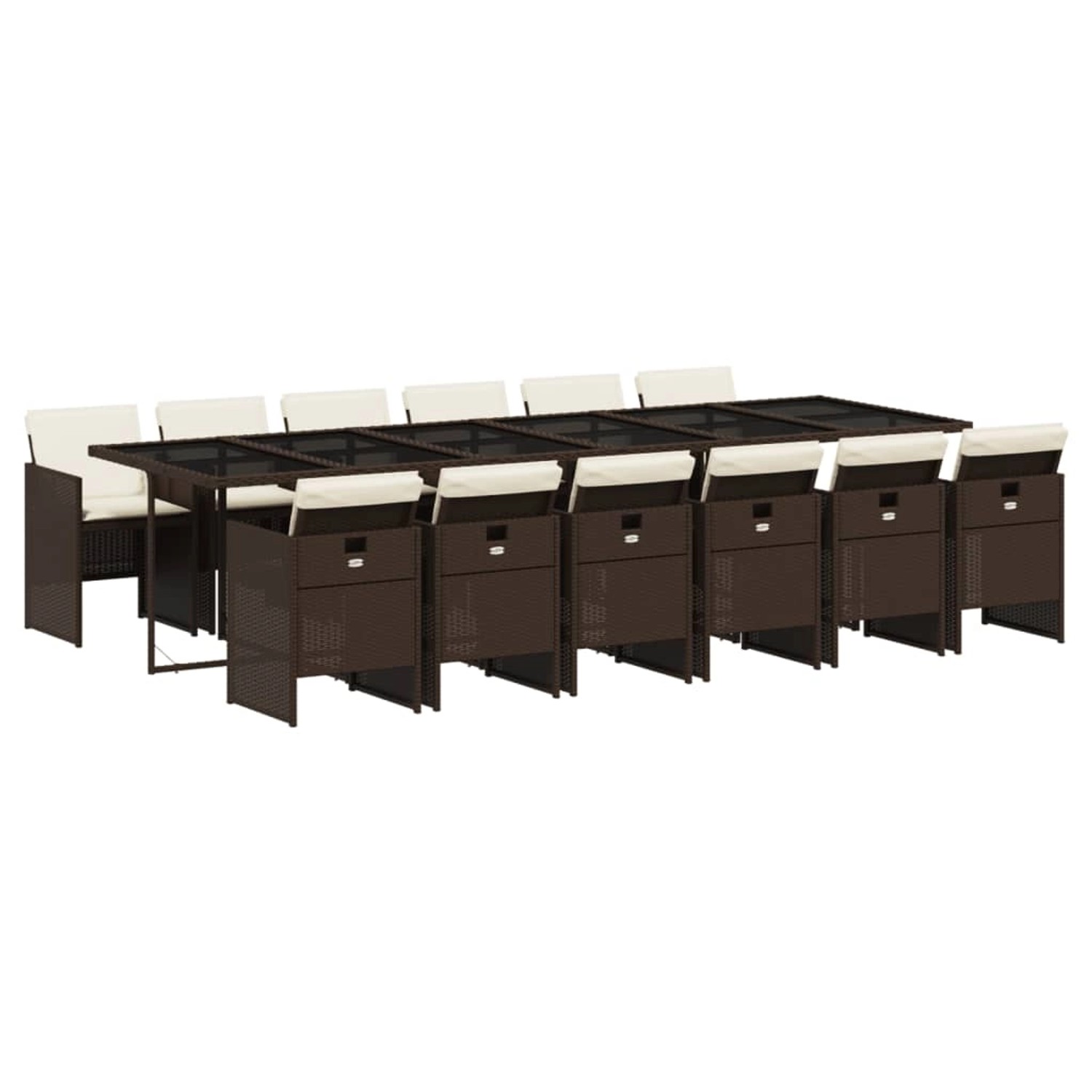 vidaXL 13-Tlg Garten-Essgruppe mit Kissen Braun Poly Rattan 3277712 günstig online kaufen