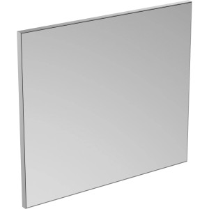Ideal Standard Wandspiegel Mirror&Light, 80x70 cm, mit schmalem Rahmen in Aluminiumoptik.