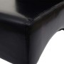 Detailaufnahme: Schwarzer MCW Esszimmerstuhl Crotone mit dunklen Beinen, Fokus auf Sitzfläche und Bein.