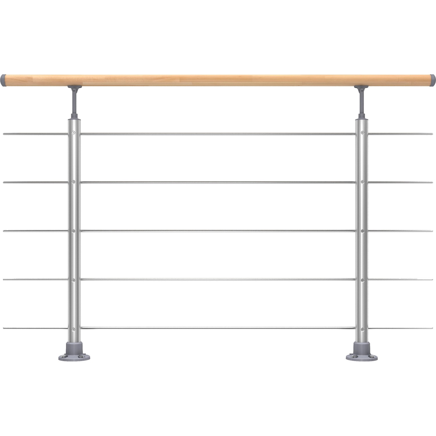 Dolle Geländerset Aluminium 150 cm Bodenmontage mit Buche-Handlauf günstig online kaufen