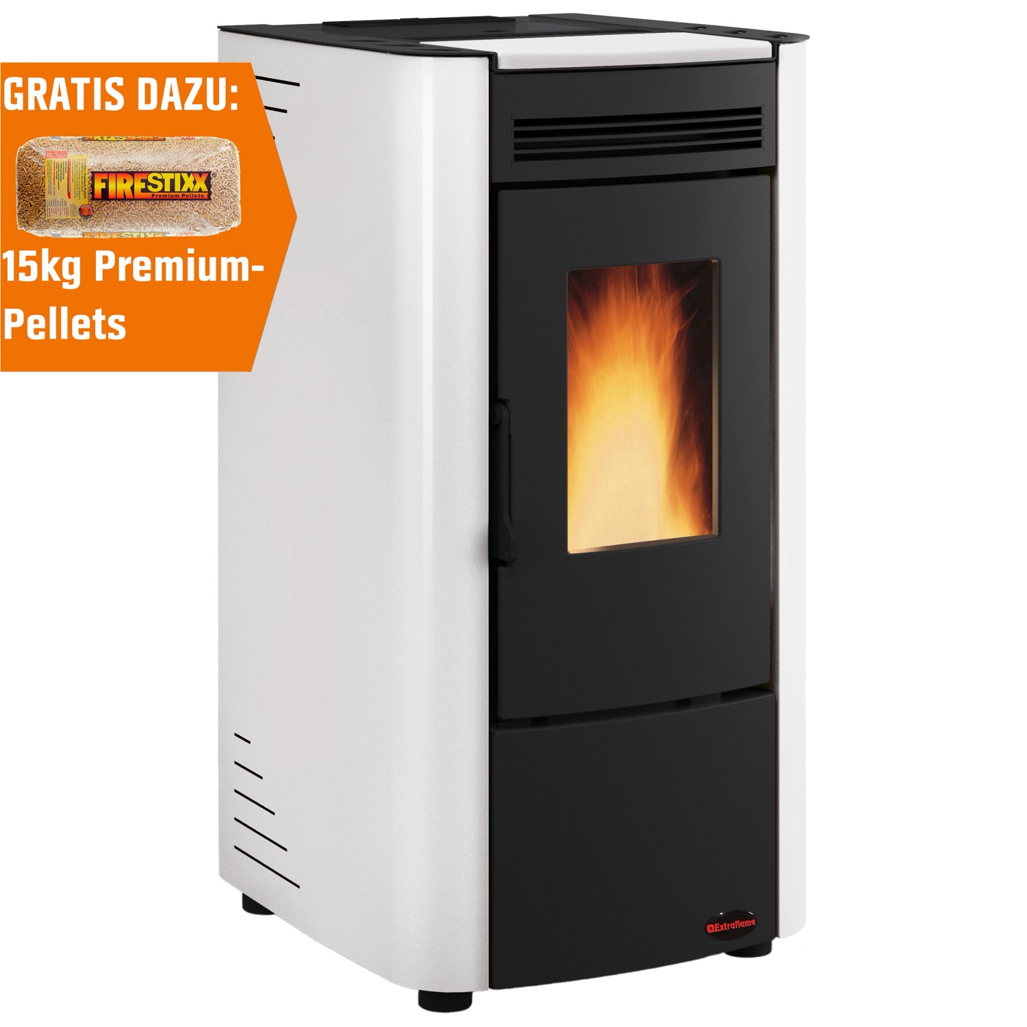 Extraflame Pelletofen Ketty Stahl Weiß 2,4 kW - 6,3 kW EEK: A+ günstig online kaufen