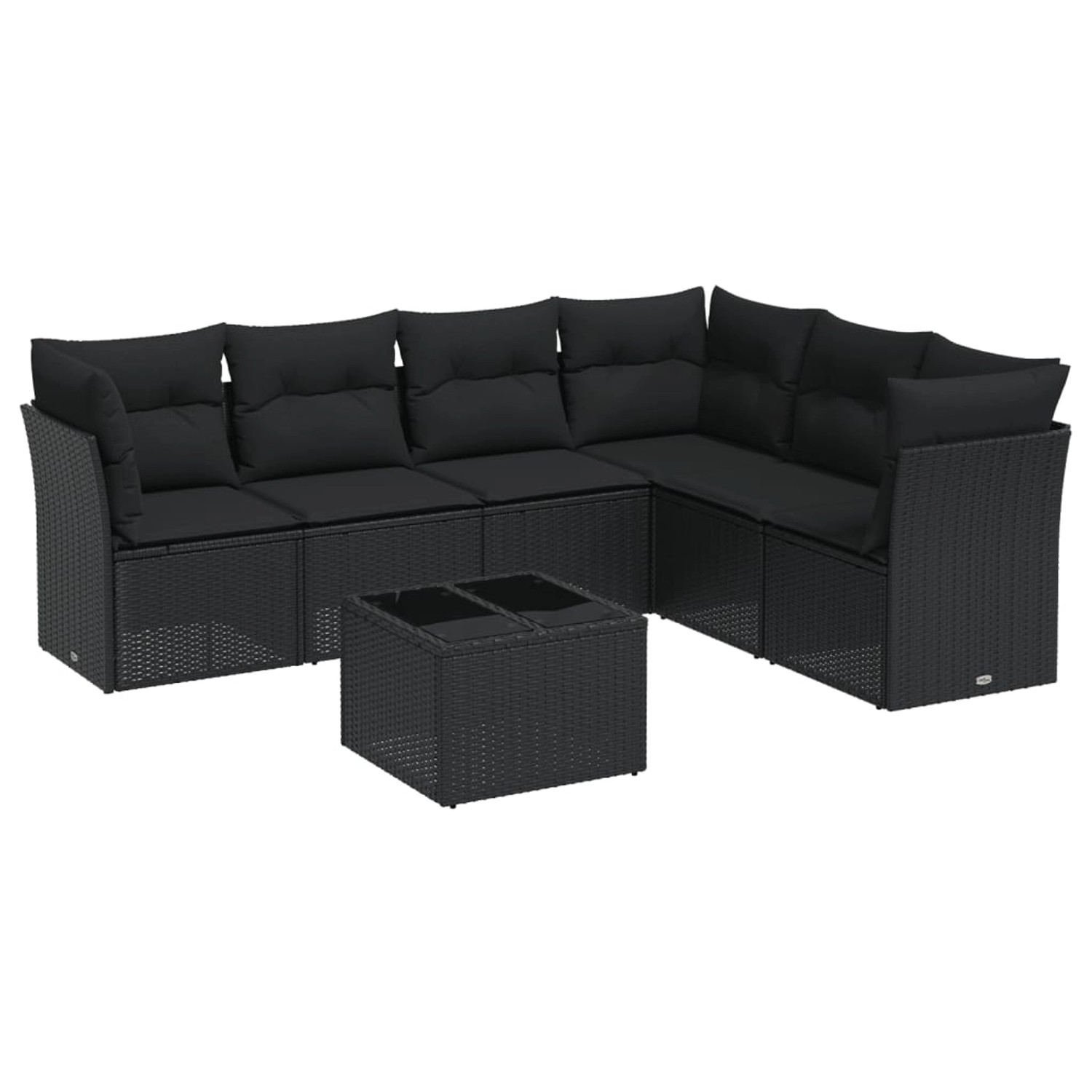 vidaXL 7-tlg Garten-Sofagarnitur mit Kissen Schwarz Poly Rattan Modell 26 günstig online kaufen