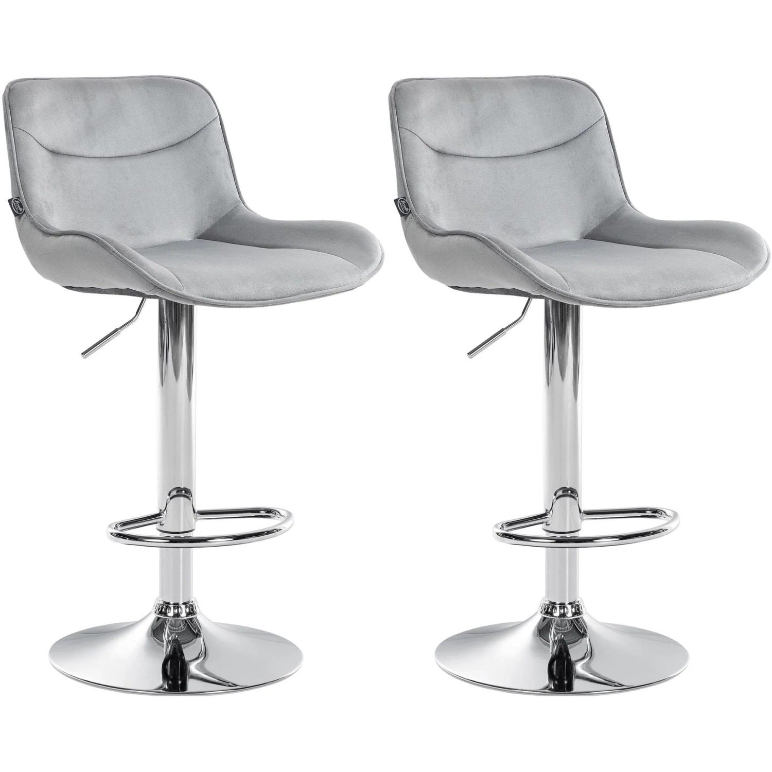 DELUKE Barhocker 2er Set TAMPA Grau Samt Chrom Barstuhl Mit Lehne Tresenhocker Tresenstuhl