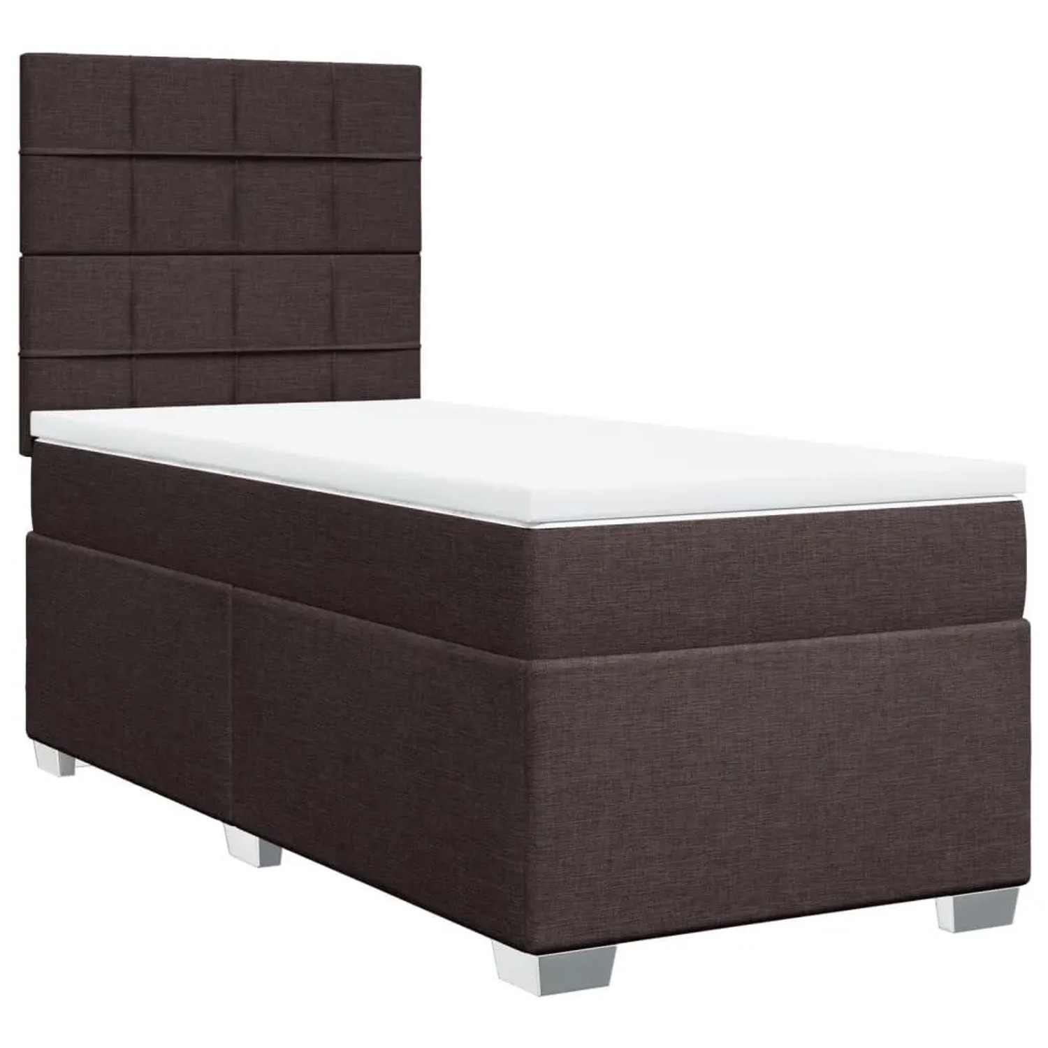 vidaXL Boxspringbett mit Matratze Dunkelbraun 90x190 cm Stoff 3292646