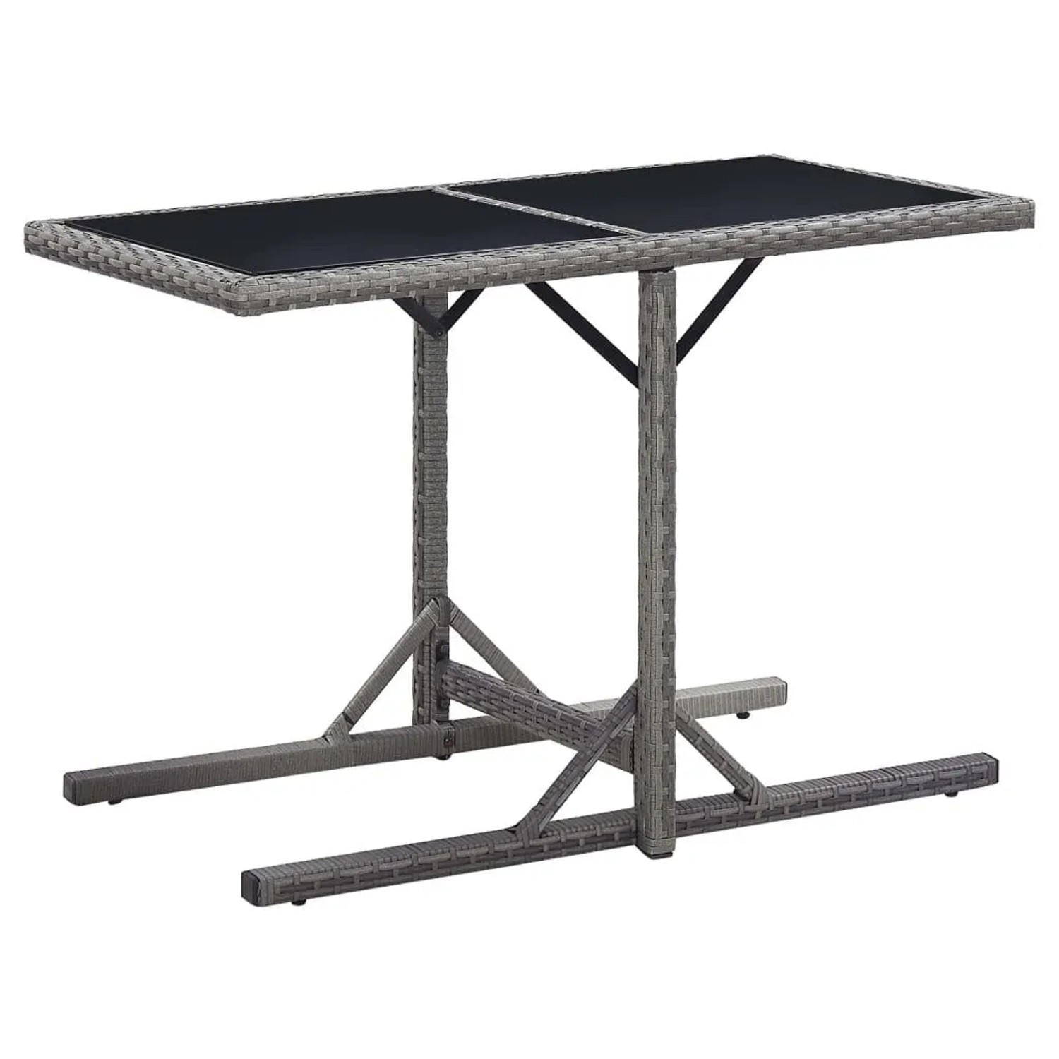 Furnicato Gartentisch Anthrazit 110x53x72 Cm Glas Und Poly Rattan