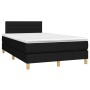 Schwarzes vidaXL Boxspringbett 120x200 cm mit Matratze und Kopfteil.