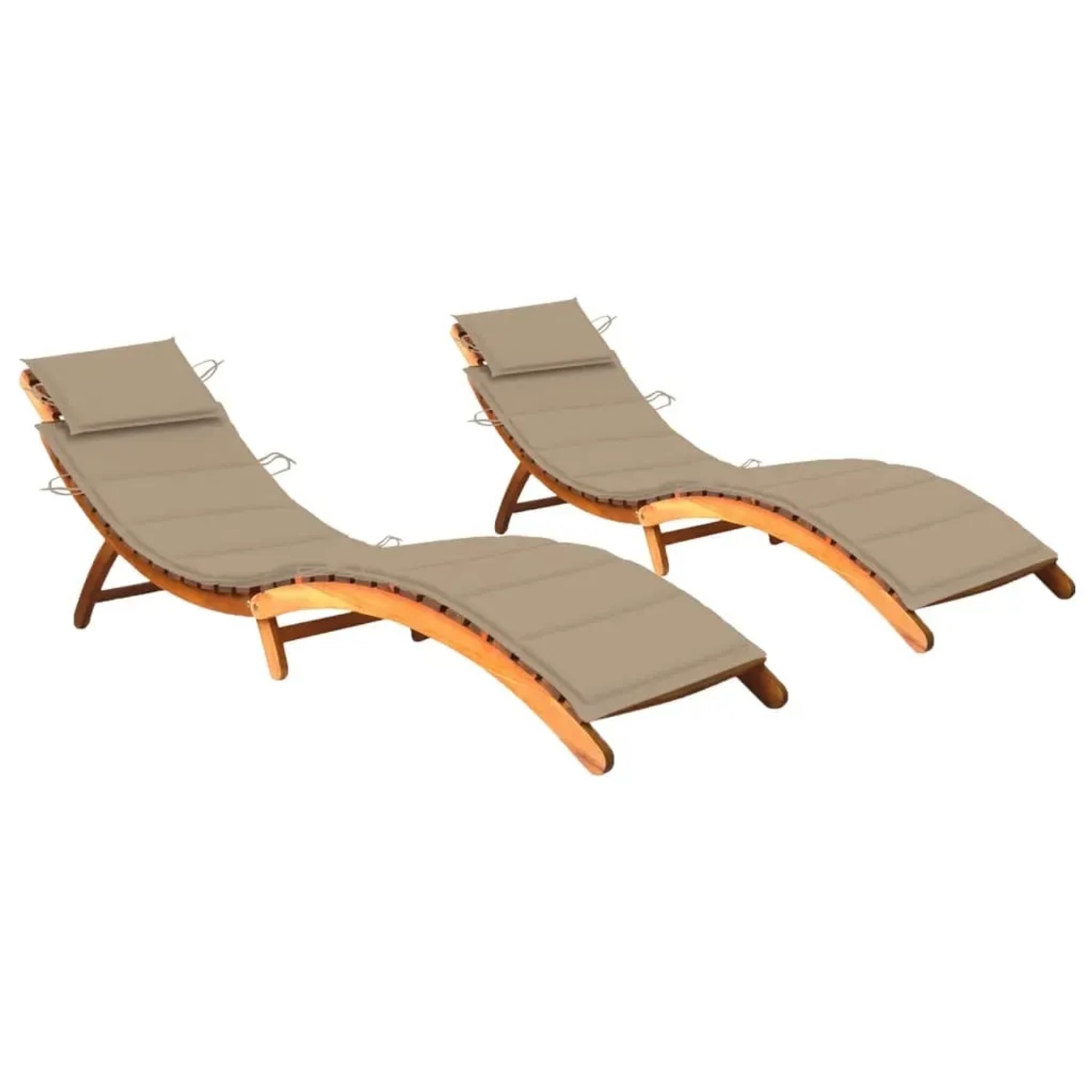 vidaXL Sonnenliegen 2 Stk. mit Auflagen Massivholz Akazie Beige