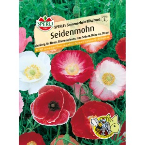 Samenpackung Sperli Seidenmohn Sonnenschein Mischung mit mehrfarbigen Mohnblumen.