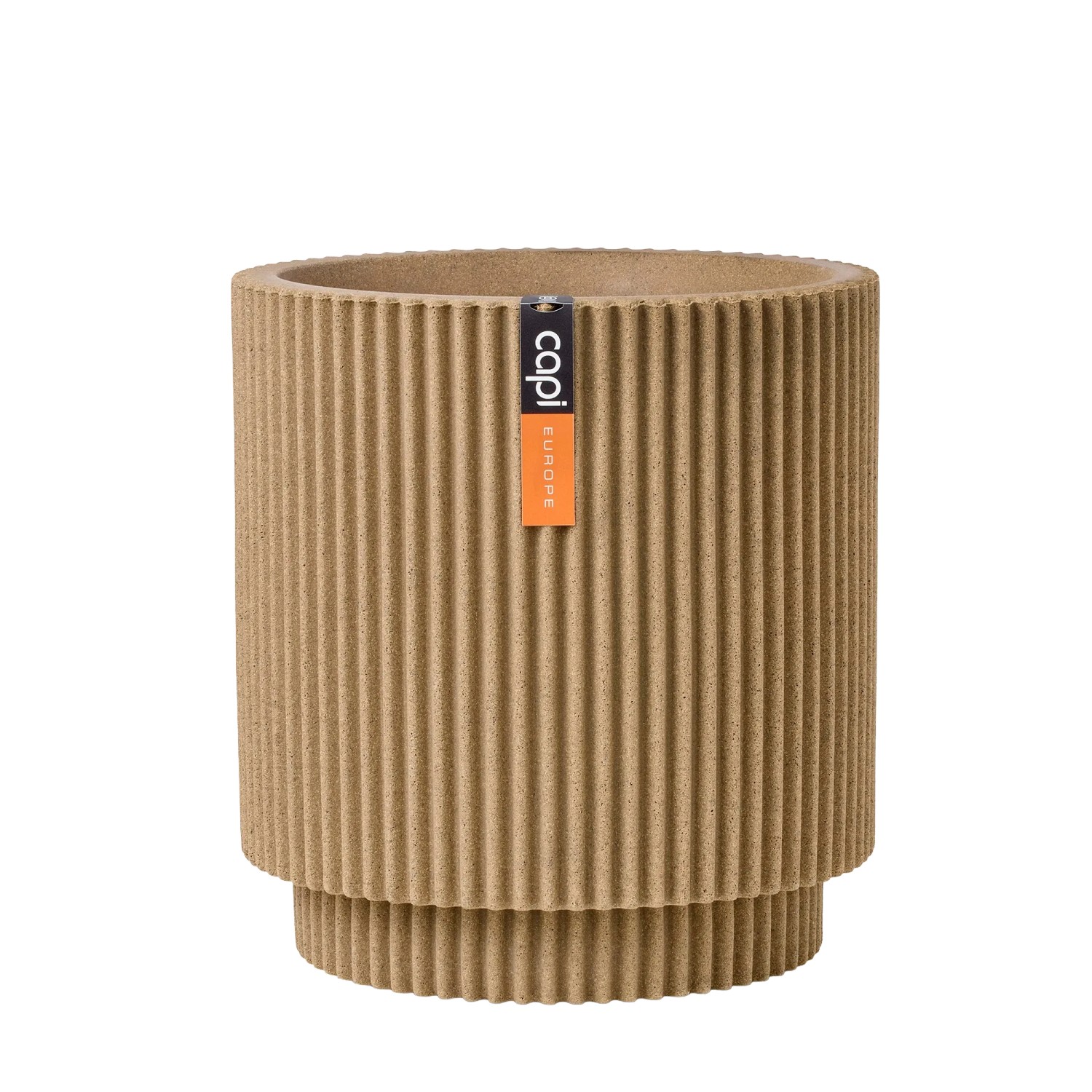 Capi Europe Blumentopf Zylinder Groove NL Ø 36 cm x 38 cm Beige