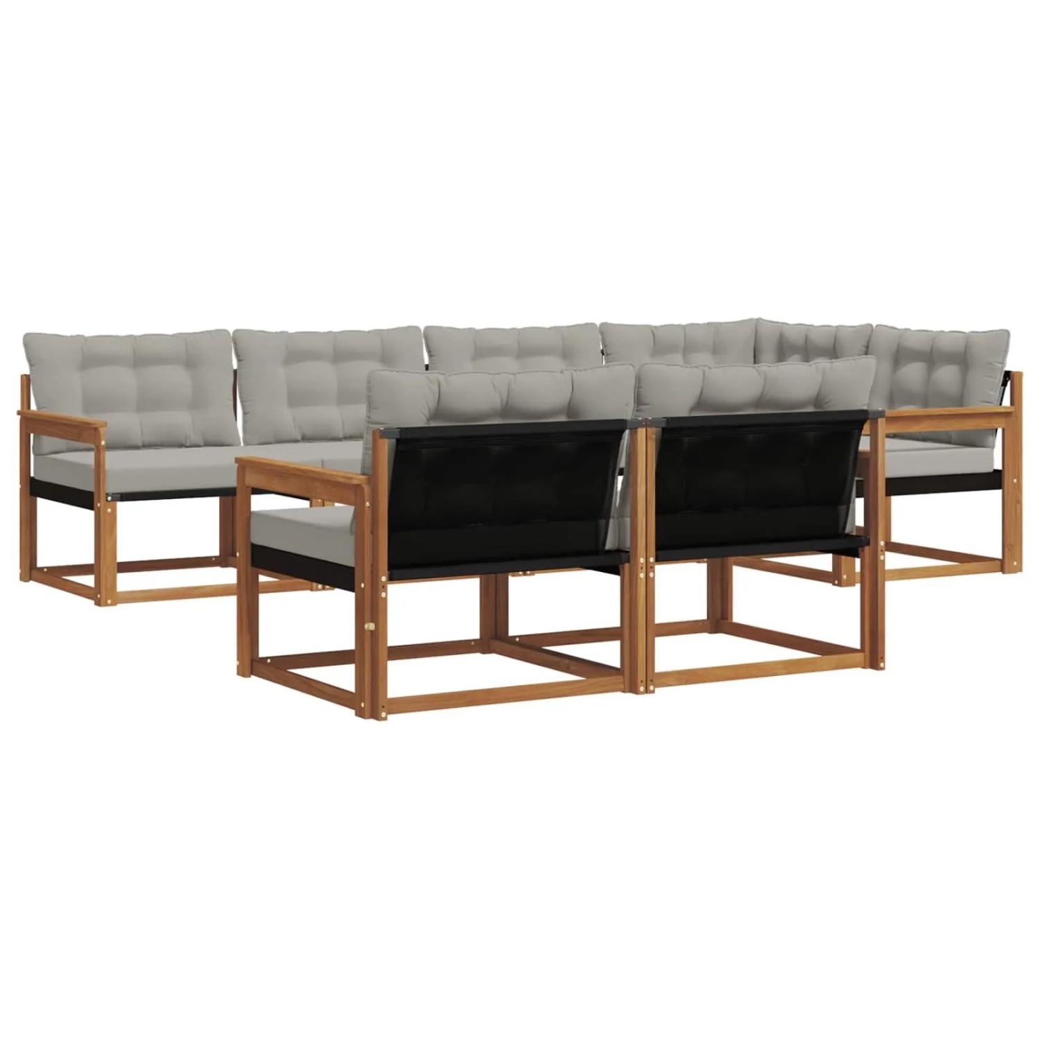vidaXL Outdoor-Sofagarnitur mit Kissen 7-Tlg Natur und Hellgrau 3369546
