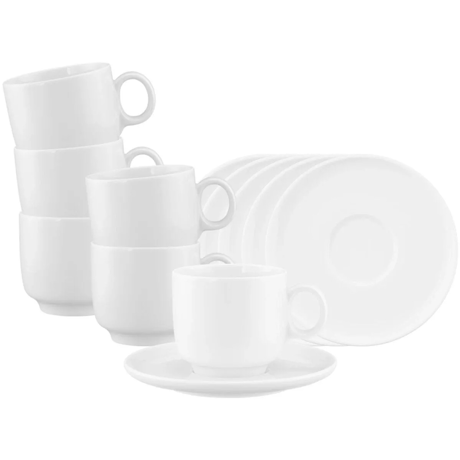 Seltmann Weiden Sento Home Kaffeetasse mit Untertasse 210 ml 6er Set Weiß