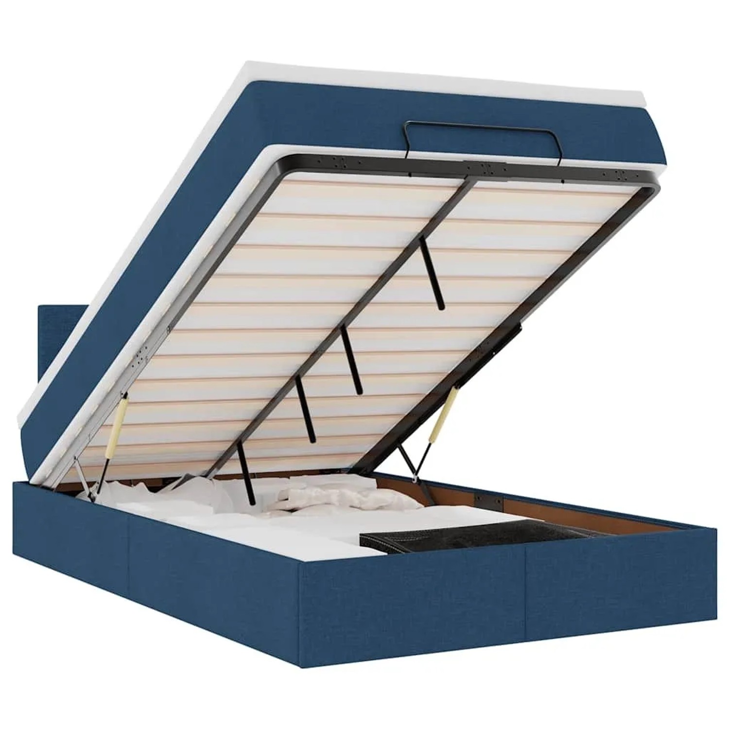 vidaXL Ottomane Bett mit Matratze & LEDs Blau 120x200 cm Stoff 3312221