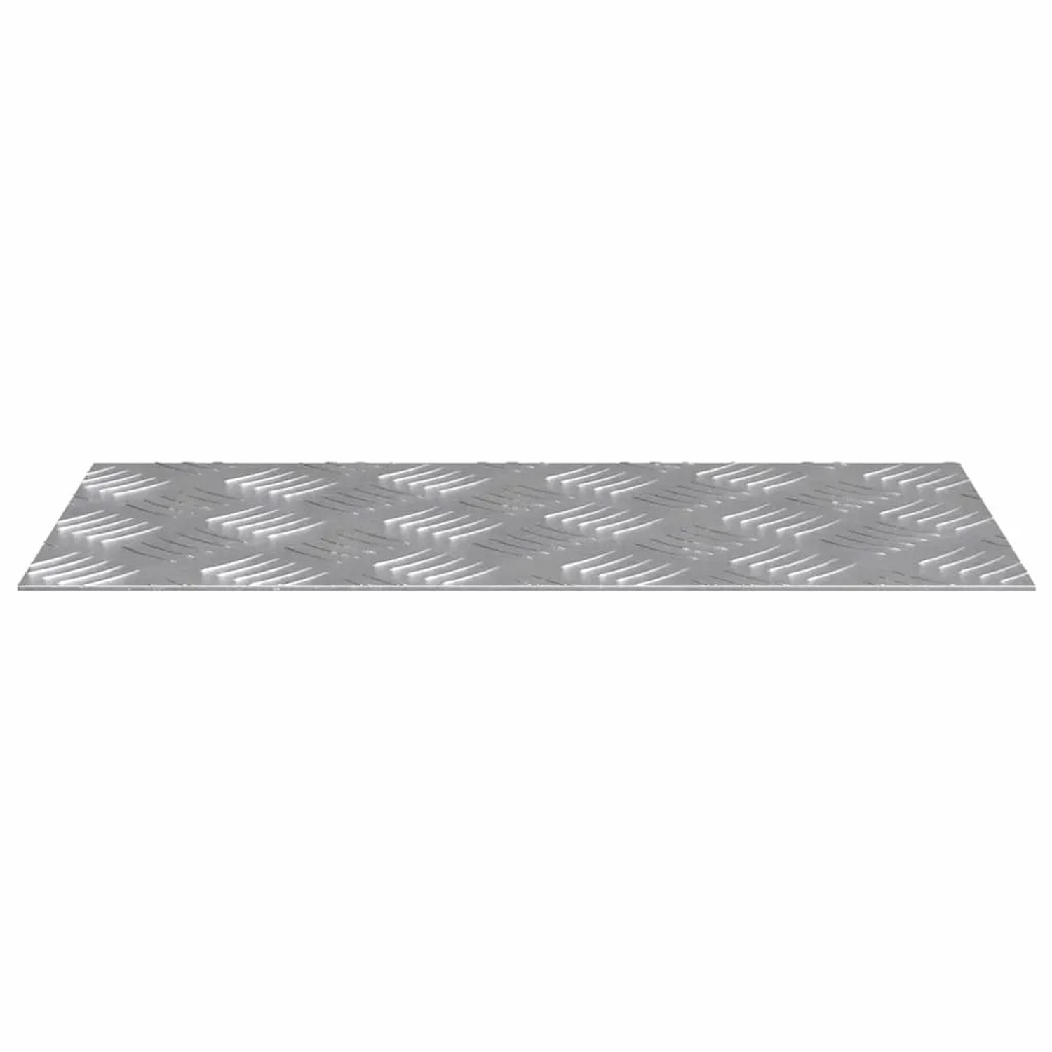 Silberne Aluminium Rautenscheibe mit Riffelblechmuster, 40x20 cm, als rutschfeste Stufenmatte.