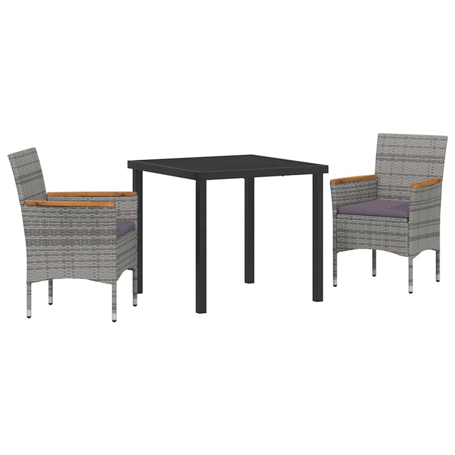 vidaXL Garten Essgruppe mit Kissen 3-Tlg Grau Poly Rattan 3379758 günstig online kaufen