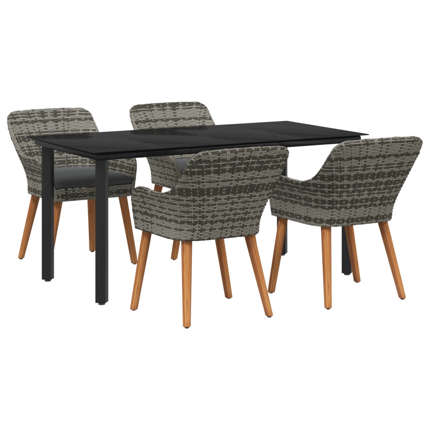 vidaXL 5-Teiliges Garten-Essset in Grau Poly Rattan 3261687 günstig online kaufen