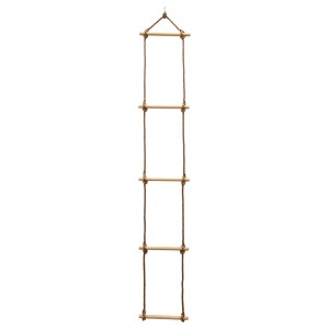 LittleTom Kinder-Strickleiter, 180cm, mit 6 Holzsprossen und Seilaufhängung für Spielgeräte.