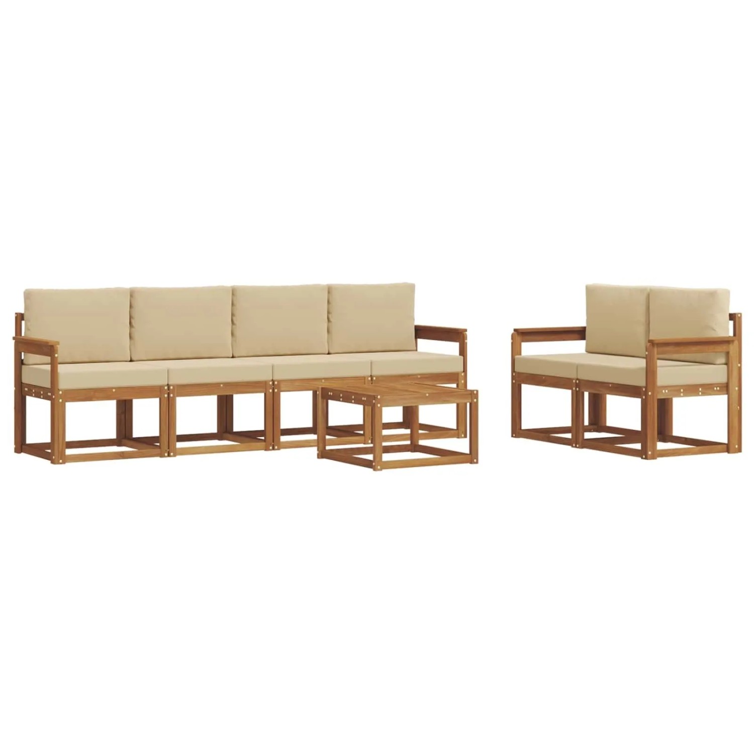 vidaXL Outdoor-Sofagarnitur 7 Stk Natur und Beige Massivholz Akazie 3366036