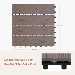 WOLTU WPC Terrassenfliesen Holzoptik Klicksystem 11 Stück/1 m² Braun