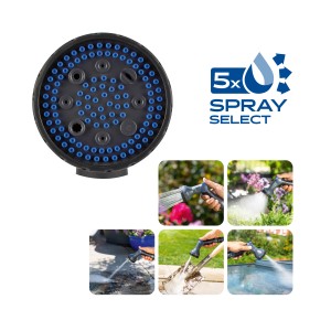 LUX-TOOLS Brausenset mit Spiralschlauch, 5 Strahlarten für flexible Gartenbewässerung.