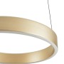 Moderne Lucande LED Tindra Pendelleuchte aus goldfarbenem Metall, rund, für Wohn- & Esszimmer.