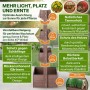 TTL Garden Hochbeet mit 4 Etagen aus Holz, braun, für Balkon und Terrasse. Vertikalbeet für platzsparendes Gärtnern.