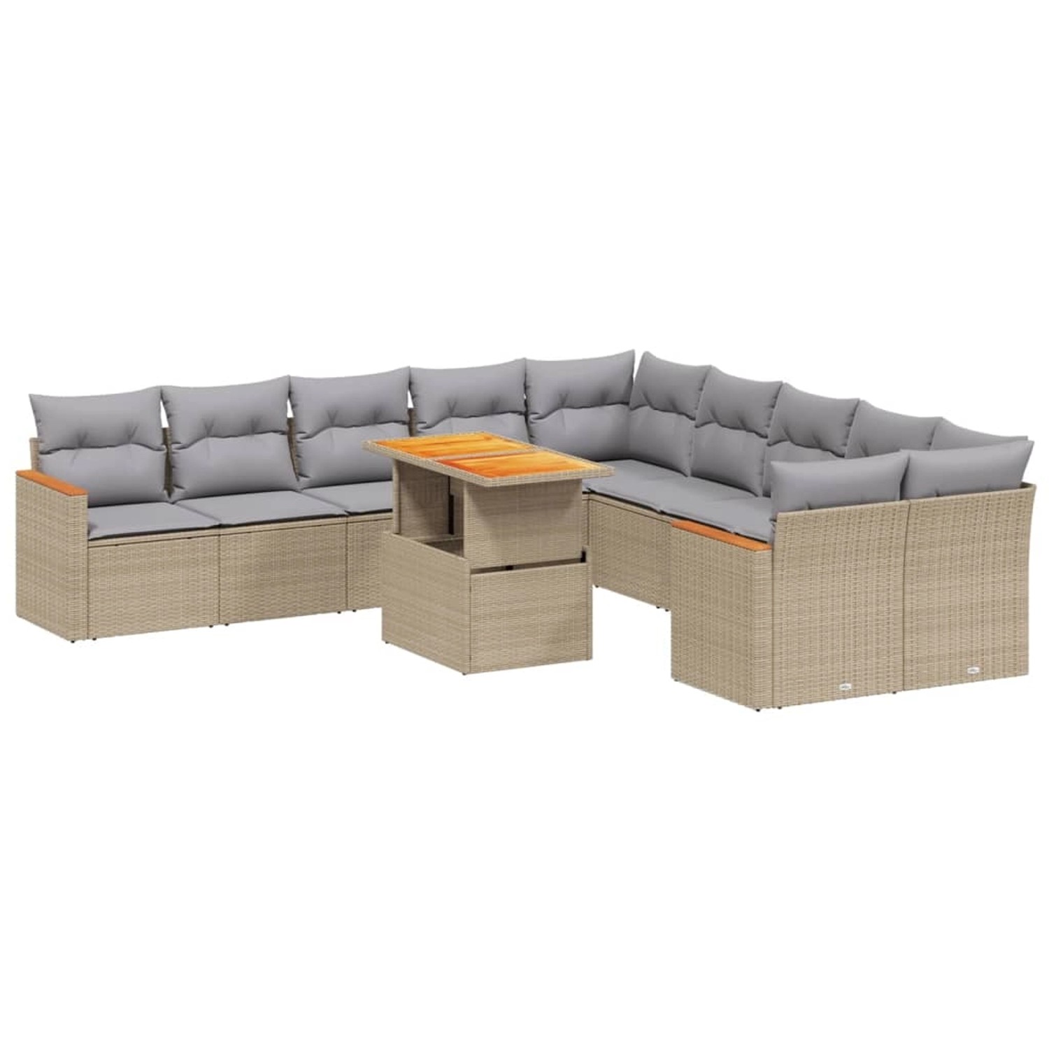 vidaXL 11-tlg Garten-Sofagarnitur mit Kissen Beige Poly Rattan Modell 156 günstig online kaufen