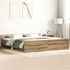Bettgestell Artisan-Eiche 160x200cm aus Holzwerkstoff ohne Matratze