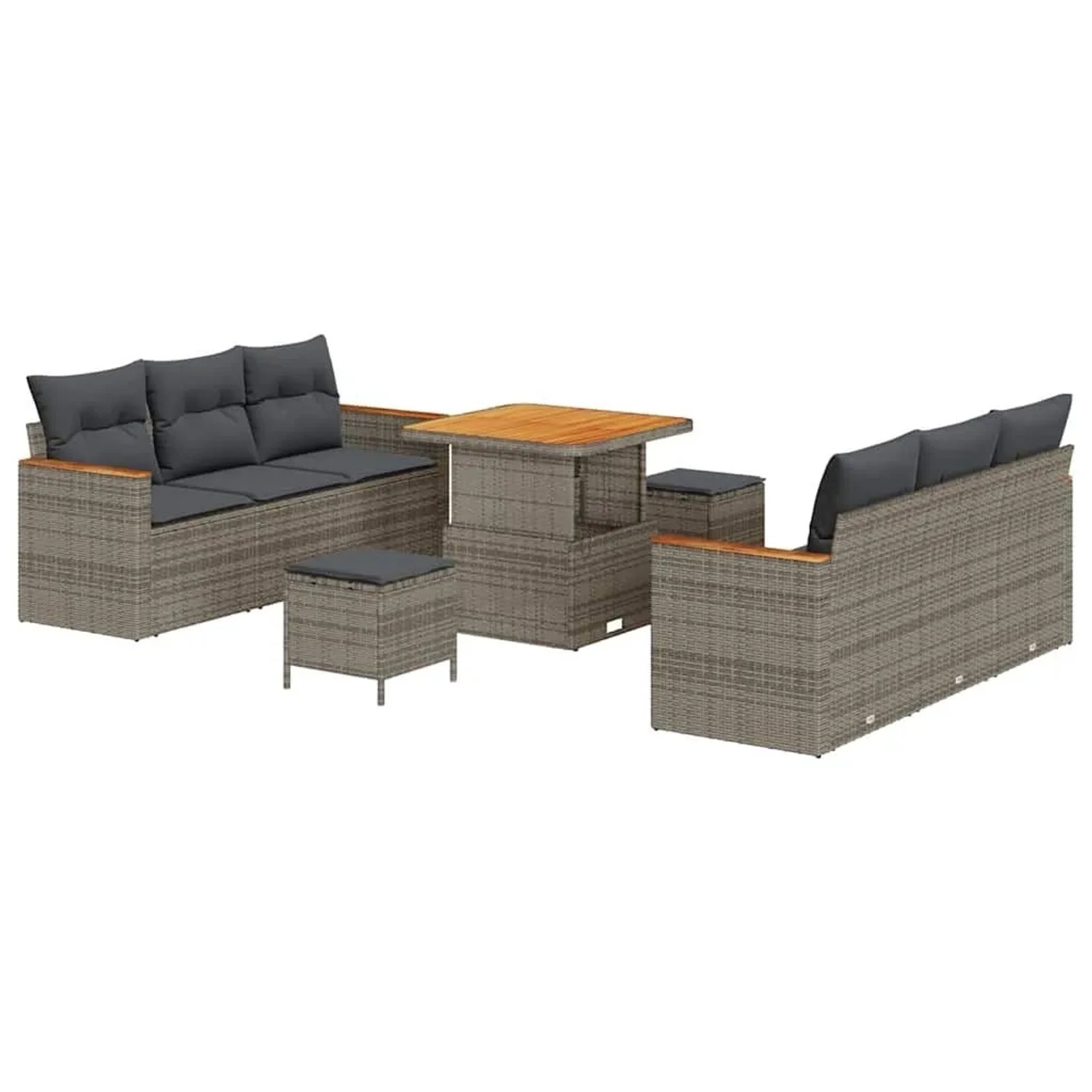 vidaXL Gartensofa-Set mit Kissen 11 Stk Grau Poly-Rattan 3364948 günstig online kaufen