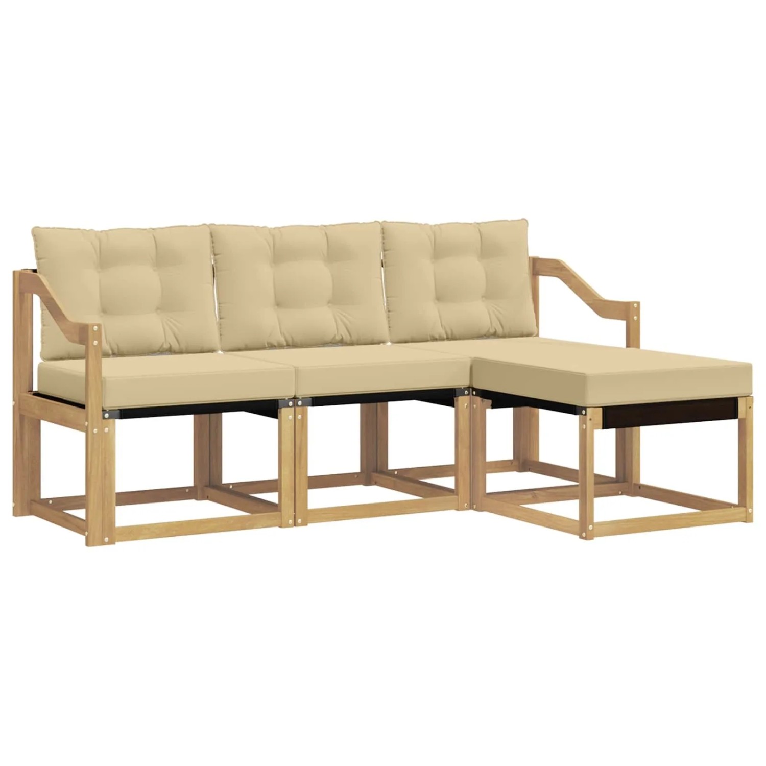 vidaXL Outdoor-Sofagarnitur mit Kissen 4-Tlg Weiß und Beige 3389367