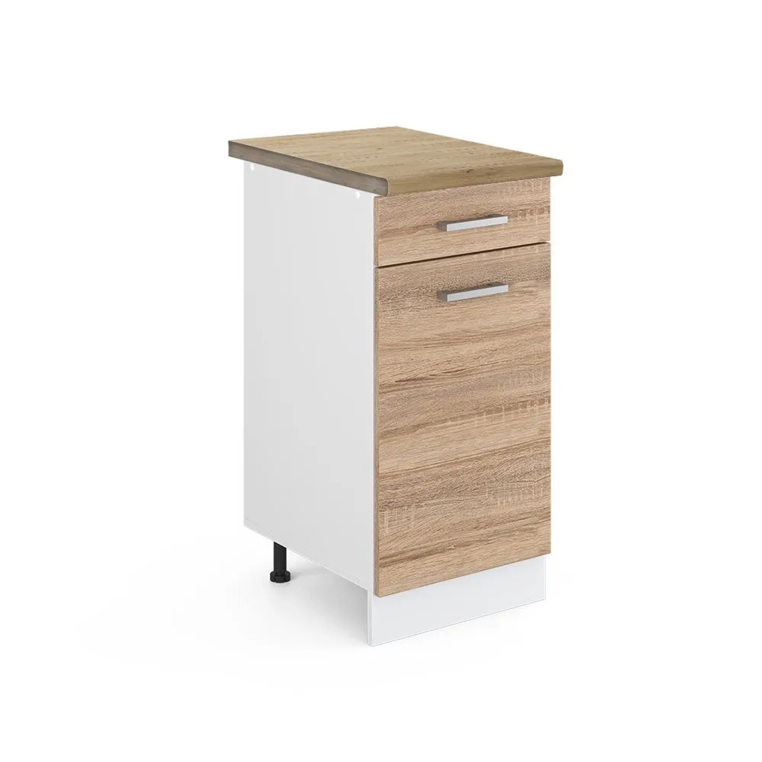 Vicco Küchenunterschrank R-Line Schubladenschrank für die Küche Sonoma Weiß 40 cm AP Eiche