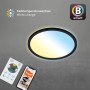 Schwarze Brilo WiFi LED Deckenleuchte Slim Smart mit Farbwechsel, App- und Sprachsteuerung.