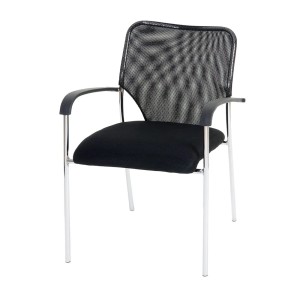 PROREGAL Besucherstuhl 12er-Set, schwarzer Stoffbezug, stapelbar, mit Armlehnen.