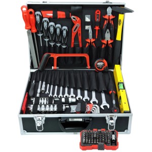 Famex Werkzeugkoffer 745-48, 164-teilig, mit Werkzeugsortiment für Heimwerker und Montagearbeiten.