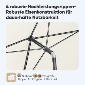 Sekey Sonnenschirm 200 x 125 cm Balkonschirm Rechteckig Sonnenschirm mit Schutzhüllem