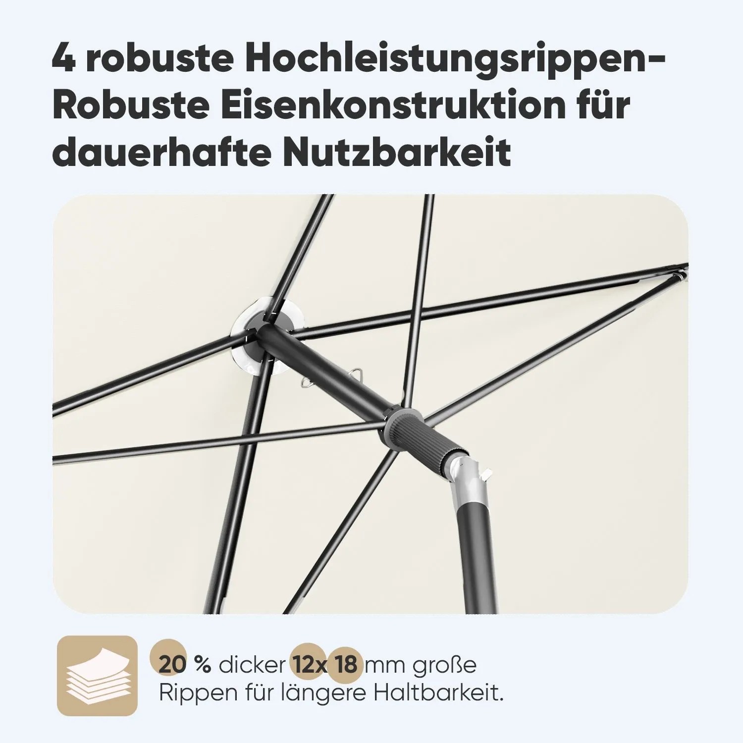Sekey Sonnenschirm 200 x 125 cm Balkonschirm Rechteckig Sonnenschirm mit Schutzhüllem_3