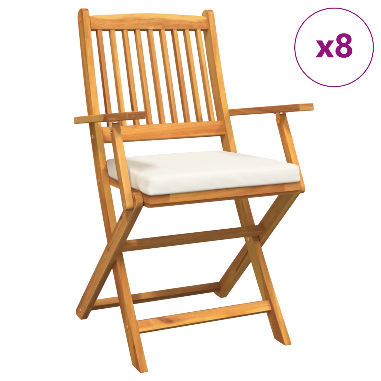 vidaXL Garten-Klappstühle mit Weißen Kissen 8 Stk Massivholz Akazie 3329131 günstig online kaufen