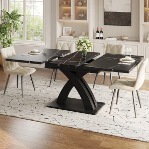 Merax Esstisch 120x160x80x76 cm Schwarz Holz Ausziehbar 6 Personen