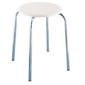Wenko Badhocker Exclusiv mit weißer MDF-Sitzfläche und Chromgestell, 32x42,5x32 cm.
