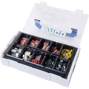 Wago Verbindungsklemmen Set in L-BOXX Mini: Hebel-, Steck- & Leuchtenklemmen sortiert im Koffer.