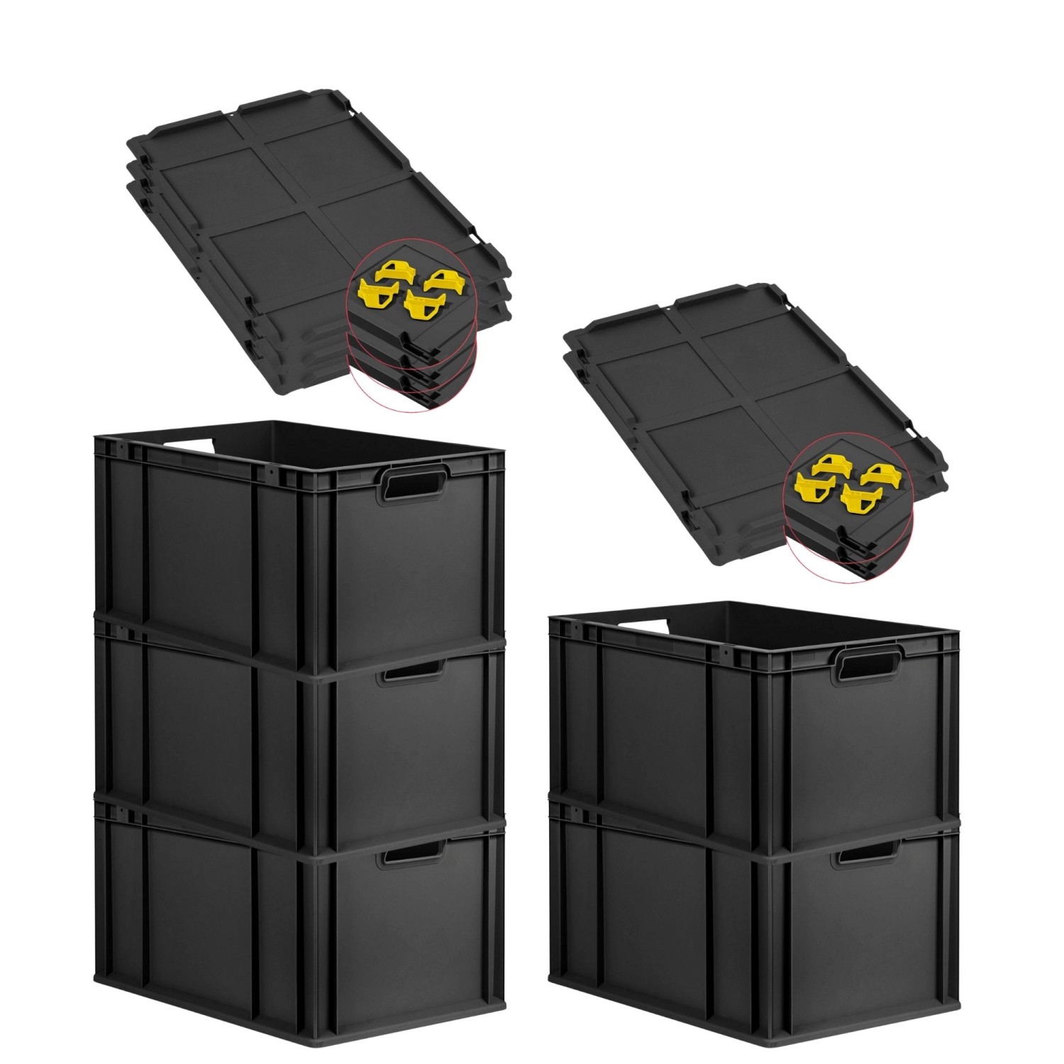 PROREGAL SparSet 5x Eurobox Nextgen Grip Mit Auflagedeckel Und Gelben Versc günstig online kaufen