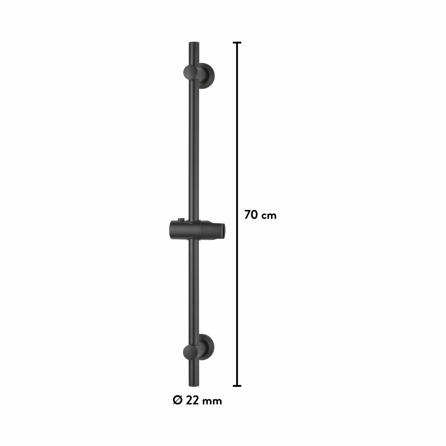 Mattschwarze baliv Brausestange DST-70.21, 70,5 cm, zur Befestigung der Handbrause.