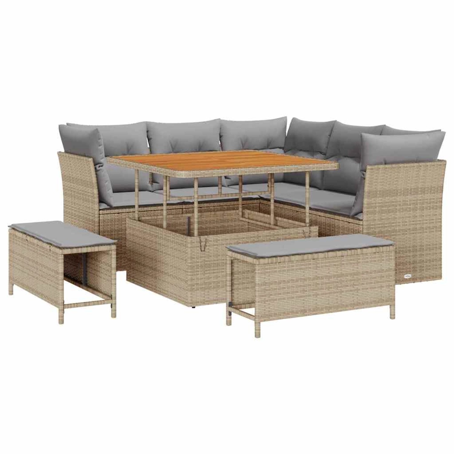 vidaXL 8-Teiliges Garten-Sofa-Set mit Kissen in Beige aus Poly Rattan und A günstig online kaufen