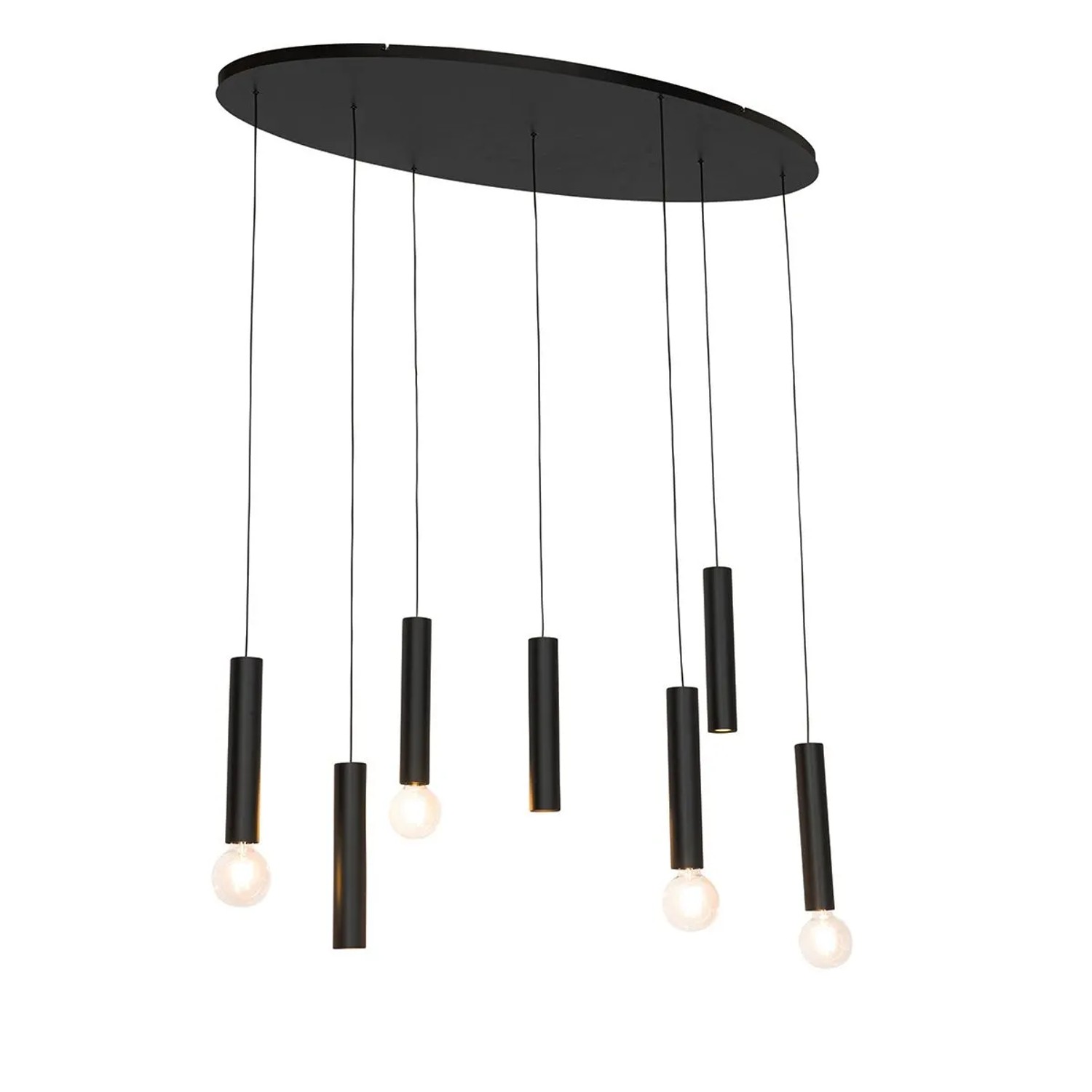 QAZQA Design Hängelampe Schwarz Oval 7 Flammig Tuba
