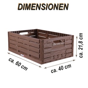 Bestlivings Faltbox 60x40cm im 2er-Set, Holzoptik. Klappbox für Badaccessoires und mehr.