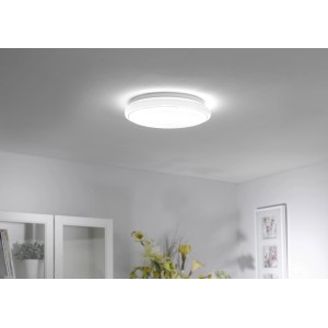 Weiße, runde LED-Deckenleuchte Lolasmart-Jupi, App-steuerbar, Ø 59 cm.