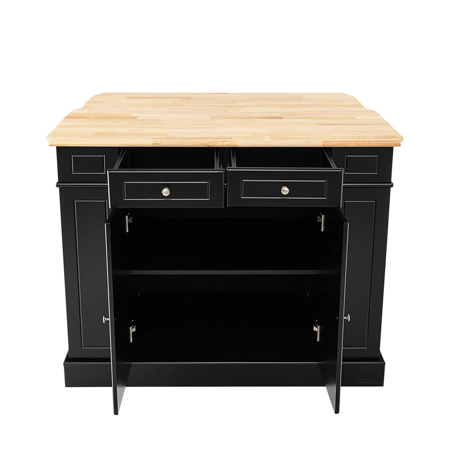 Costway Kücheninsel mit Erweiterbarer Arbeitsplatte Seitenregalen Schwarz